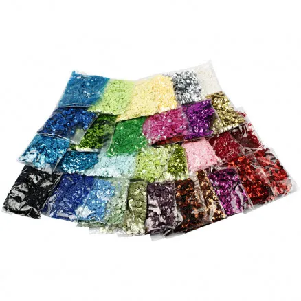 Pailletter, str. 6 mm, 25 g/ 32 pk.