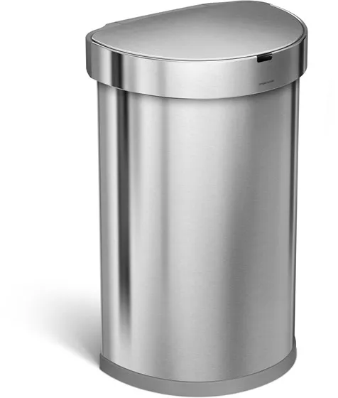 Simplehuman 45L halvrund sensor skraldespand, børstet